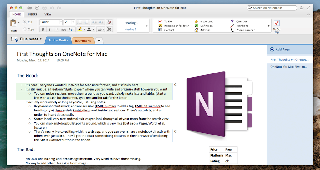 onenote desktop for mac